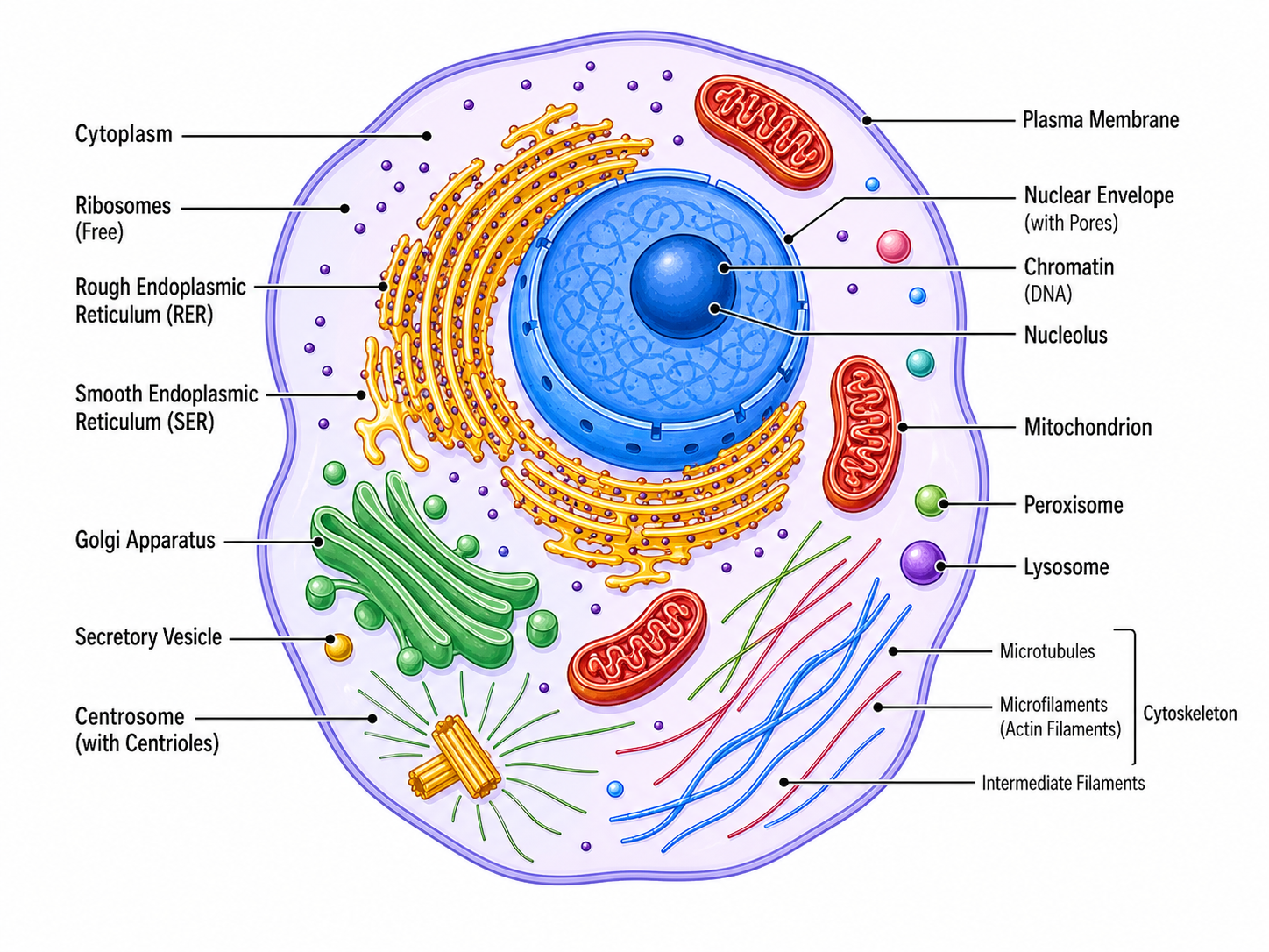 Biology Cell Structure Eukaryotic Cross Sectional Relationships Diagram